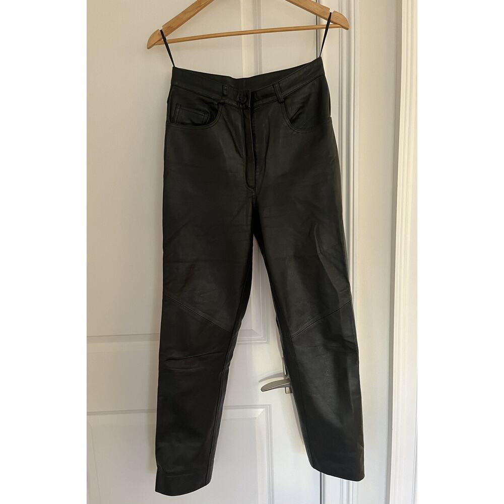 Echtes Lader high waist lambnappa leather women’s pants Sz. Italy 42 (US 8)black